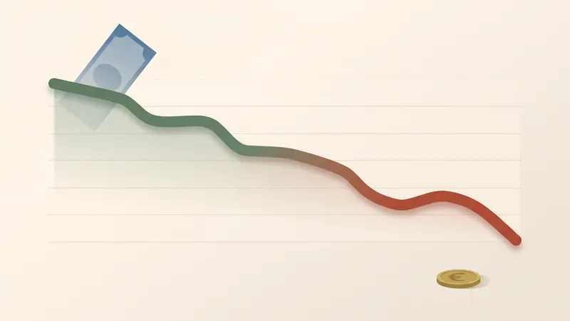 Graphique de l'érosion du pouvoir d'achat en France : un billet d'euro de 1990 se dégrade en une simple pièce en 2025 selon l'IPC INSEE, calculateur d'inflation France 1960-2026