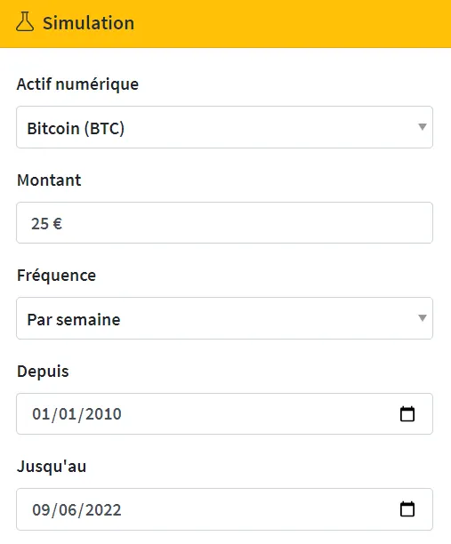Aperçu de la calculatrice d'épargne crypto sur mobile