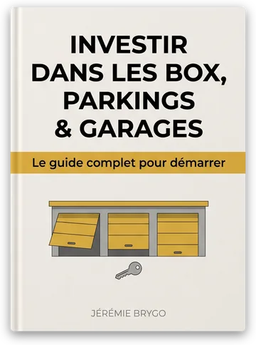 Couverture du guide Investir dans les box, parkings et garages, de Jérémie Brygo